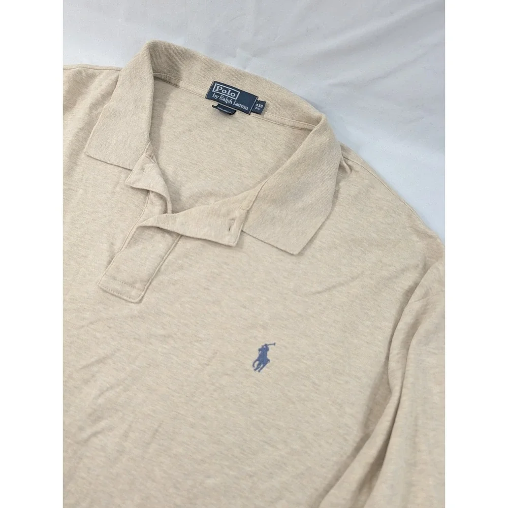 Vintage Polo Ralph Lauren Polo Shirt‎ Men 4XB Heathered Tan Cotton Pony
